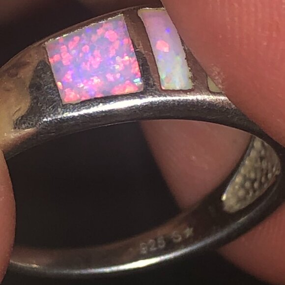 5 Stone Lab Made Opal Band Ring, size 8.5 - Picture 9 of 9